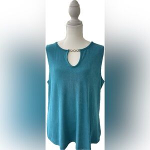 Dana Buchman Turquoise Keyhole Blouse